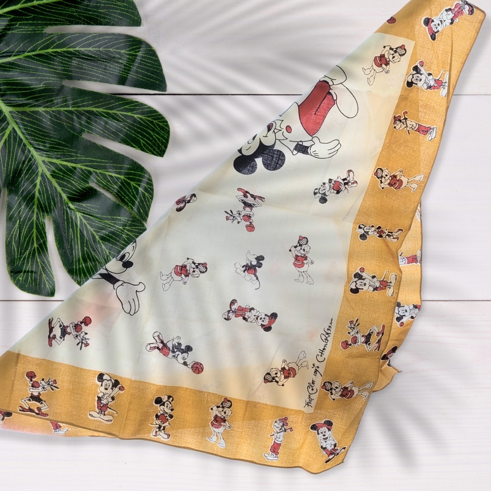 Disney Vintage Mickey Mouse Scarf Bandana - Cream and Gold